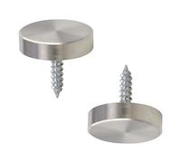 Tornillos de espejo, uñas, tapas decorativas, tornillos cubierta decorativa 22 mm cepillado acero inoxidable publicidad vidrio tono plateado 2 piezas