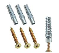 Tornillos De Expansión Para Placas De Yeso Juego de tubos expansión for paredes huecas, anclajes azulejos y paneles yeso con tornillo, perno tapón perforación autorroscante, 200/10(20 Sets)