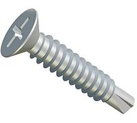 Tornillos de Metal Autoperforantes Phillips Avellanado Cabeza Plana Autoperforación Empulgueras (Pack of 10) Chapado en Zinc para Láminas de Metal/Ventanas para Techos DIN7504 P (4.8mm x 16mm)