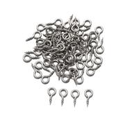 Tornillos De Ojal 50 piezas pequeños Mini alfileres ganchos ojales tornillo de ojo cierres roscados conectores fabricación joyería colgantes(Silver,4x8mm)