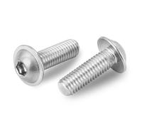 Tornillos de rosca M3-0,5 x 8 mm, cabeza de botón con brida, acero inoxidable 304, 18-8, Allen Socket Drive, acabado brillante, totalmente roscado a máquina, paquete de 100