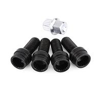 Tornillos de rueda 4 + 1 Juego de pernos de rueda de acero negro y tuerca de seguridad para