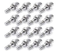 Tornillos de Rueda 4/16pcs M12x1.25 Tornillos Rueda Cromada Aluminio 17 Mm Kit Tuercas Uso Apto for Peugeot 1007 206 207 406 407 607 2000-2008(16PCS)