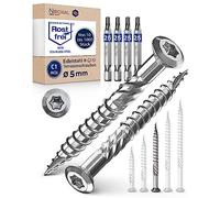 Tornillos de terraza 5 x 60 de acero inoxidable C1, tornillos de cabeza alomada de 5 mm de diámetro tornillos de acero inoxidable para, 1000 unidades, tornillos Torx de 60 mm de largo y 4 puntas Torx