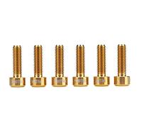 Tornillos de Titanio Dorado MTB,Pernos de Titanio reemplazo para icleta Tornillo de Titanio Ti,6 Pcs M5 × 16mm Aleación de Titanio icleta Pernos de Vástago Fijos (Dorado)