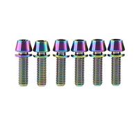 Tornillos de titanio M5x16mm M5x18mm M5x20mm con cabeza cónica Allen y arandela de titanio for potencia de bicicleta (paquete de 6)(Rainbow,M5x20mm)