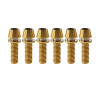 Tornillos de titanio M5x16mm M5x18mm M5x20mm con cabeza cónica Allen y arandela de titanio for potencia de bicicleta (paquete de 6)(Gold,M5x16mm)