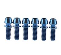 Tornillos de titanio M5x16mm M5x18mm M5x20mm con cabeza cónica Allen y arandela de titanio for potencia de bicicleta (paquete de 6)(Blue,M5x18mm)