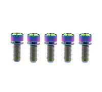 Tornillos de titanio M6 x 16/18/20/25/35 mm con cabeza hueca hexagonal y arandela de titanio for freno de bicicleta, paquete de 5(Rainbow,M6x16mm)