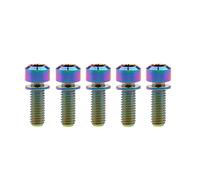Tornillos de titanio M6 x 16/18/20/25/35 mm con cabeza hueca hexagonal y arandela de titanio for freno de bicicleta, paquete de 5(Rainbow,M6x18mm)