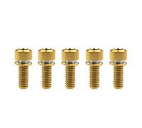 Tornillos de titanio M6 x 16/18/20/25/35 mm con cabeza hueca hexagonal y arandela de titanio for freno de bicicleta, paquete de 5(Golden,M6x16mm)