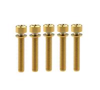 Tornillos de titanio M6 x 16/18/20/25/35 mm con cabeza hueca hexagonal y arandela de titanio for freno de bicicleta, paquete de 5(Golden,M6x35mm)