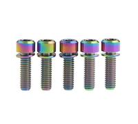Tornillos de titanio M6 x 16/18/20/25/35 mm con cabeza hueca hexagonal y arandela de titanio for freno de bicicleta, paquete de 5(Rainbow,M6x20mm)
