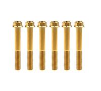 Tornillos de titanio M8x15 20 25 30 35 40 45 50 55 60 65 mm con brida pequeña, cabeza hexagonal for piezas de motocicleta, paso 1,25 mm, paquete de 6(Gold,M8x50mm)