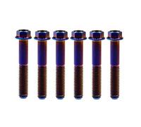 Tornillos de titanio M8x15 20 25 30 35 40 45 50 55 60 65 mm con brida pequeña, cabeza hexagonal for piezas de motocicleta, paso 1,25 mm, paquete de 6(Burned Blue,M8x50mm)