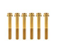 Tornillos de titanio M8x15 20 25 30 35 40 45 50 55 60 65 mm con brida pequeña, cabeza hexagonal for piezas de motocicleta, paso 1,25 mm, paquete de 6(Gold,M8x55mm)