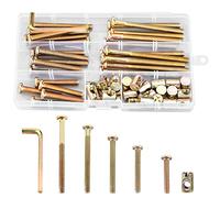 Tornillos de Tuercas de Barril M6 Tornillos para Muebles de Acero al Carbono Zinc Plateado para Camas Cunas Sillas 40/50/60/70/80mm 50 Piezas