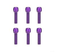 Tornillos de vástago de bicicleta de acero inoxidable M5x18mm Tornillos de manillar chapados en titanio para Road MTB Bike Fijación Cierres de alta resistencia Púrpura 6 piezas (D)