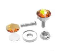 Tornillos Decorativos M6 para Matrícula de para moto, Tapones de para cristal ABS y Aluminio, para accesorios Personalizados para verde Amarillo Púrpura Celeste, 2 Unidades(Yellow)