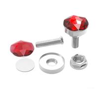 Tornillos Decorativos M6 para Matrícula de para moto, Tapones de para cristal ABS y Aluminio, para accesorios Personalizados para verde Amarillo Púrpura Celeste, 2 Unidades(Red)