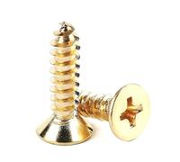 Tornillos dorados autorroscantes planos Phillips con cabeza de fregadero de latón M3, 4 piezas, M3x30 mm(M2x5mm)