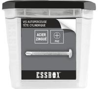 Tornillos ESSBOX SCELL-IT autoperforantes - Zinc blanco - Cabeza cilíndrica - Huella PH - Ø3,5 mm x 10 mm - Caja de 1000 - EX-94702135010, Plotes hexagonales, tapas extraíbles, cajas apilables
