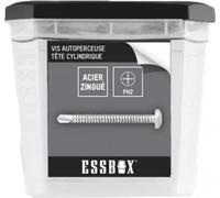 Tornillos ESSBOX SCELL-IT autoperforantes - Zinc blanco - Cabeza cilíndrica - Huella PH - Ø4,2 mm x 19 mm - Caja de 1000 - EX-94702142019, Plotes hexagonales, tapas extraíbles, cajas apilables