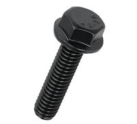 Tornillos hexagonales con brida M12-1.75 x 50 mm, revestimiento electroforético negro de acero inoxidable 304, tornillos hexagonales de brida dentada, resistentes a la corrosión, rosca completa, 8