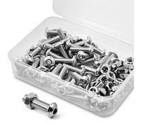 Tornillos hexagonales hexagonales y tuercas M5-0,8 x 10 mm de acero inoxidable 304 18-8 de cabeza redonda 50 unidades