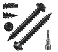 Tornillos hexagonales negros de 5,5 x 38 mm, tornillos de madera estructurales, resistentes a la corrosión, resistentes a la corrosión, cabeza de arandela, tornillos de madera exteriores con