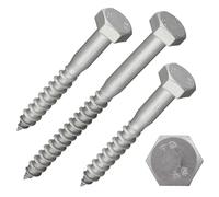 Tornillos hexagonales para madera según la norma DIN 571, acero inoxidable A2/V2A, tornillos para llave, tornillo vienés, tornillo para construcción de madera, rosca parcial (8 x 140 mm, 50 unidades)
