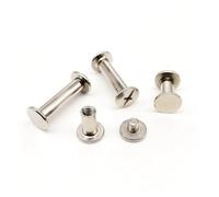 tornillos metálicos 10 Uds M5x5-50mm bolsa de cuero dorada y plateada cinturón álbum de recortes de fotos libro de cuentas poste de encuadernación tornillo clavo remache perno(Silver,10pcs 5x50mm)