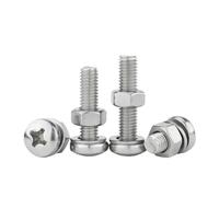 tornillos metálicos Juego de 3-20 piezas M3 M5 M6 3 en 1 de tres piezas combinadas de acero inoxidable 304, juego de tornillos, tuercas y arandelas, pernos cruzados de cabeza redonda(20mm,M3-20pcs)