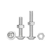 tornillos metálicos Juego de 5-10 tornillos y tuercas de cabeza alomada de acero inoxidable M4 M5304 con arandela y collar acolchado(5mm,M4-10set)