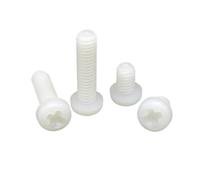 Tornillos Moleteados 50 tornillos de cabeza plana Phillips, redondos, nylon, M2, .5, M3 y M4. Color: negro/blanco. Aislados(White,50pcs M2.5x8mm)