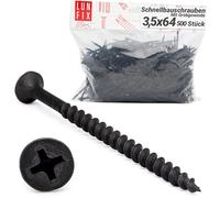 Tornillos negros para pladur 3,5 x 64 mm, 500 piezas, tornillos para paneles de yeso, rosca gruesa, cabeza phillips, punta afilada, autorroscantes para madera, instalación placas yeso, Lun Fix