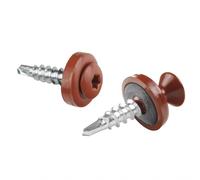 Tornillos para chapas trapezoidales PAROTEC, autorroscantes y autotaladrantes con arandela de sellado EPDM, cabeza ovalada, TX20, 4,8mm x 20 mm, RAL 8004 Rojo ladrillo, 250 unidades