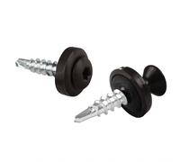 Tornillos para chapas trapezoidales PAROTEC, autorroscantes y autotaladrantes con arandela de sellado EPDM, cabeza ovalada, TX20, 4,8mm x 20 mm, RAL 8019 Marrón oscuro, 250 unidades