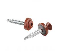 Tornillos para chapas trapezoidales PAROTEC, autorroscantes y autotaladrantes con arandela de sellado EPDM, cabeza ovalada, TX20, 4,8mm x 35 mm, RAL 8004 Rojo ladrillo, 250 unidades