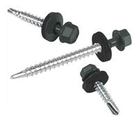 Tornillos para chapas trapezoidales PAROTEC, autorroscantes y autotaladrantes con arandela de sellado EPDM, cabeza hexagonal, 4,8 mm x 25 mm, RAL 7024 Gris grafito, 250 unidades