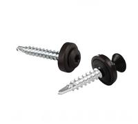 Tornillos para chapas trapezoidales PAROTEC, autorroscantes y autotaladrantes con arandela de sellado EPDM, cabeza ovalada, TX20, 4,8mm x 35 mm, RAL 8019 Marrón oscuro, 250 unidades