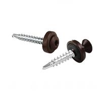 Tornillos para chapas trapezoidales PAROTEC, autorroscantes y autotaladrantes con arandela de sellado EPDM, cabeza ovalada, TX20, 4,8mm x 35 mm, RAL 8017 Marrón, 250 unidades