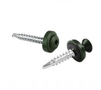 Tornillos para chapas trapezoidales PAROTEC, autorroscantes y autotaladrantes con arandela de sellado EPDM, cabeza ovalada, TX20, 4,8mm x 35 mm, RAL 6020 Verde, 250 unidades
