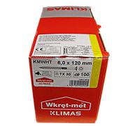 Klimas Tornillos para Madera - Tornillos torx - Avellanada - Tornillos Multiusos - para construcción de tejado - Pornillos autorroscantes - Screw - Parafusos Madeira - 6x120 mm 100 uds. KMWHT, WKCS