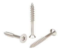 Tornillos para madera INOX A2: 6 x 80 mm (rosca de 48 mm) | Cabeza avellanada huella TORX (TX) | Acero inoxidable A2 (V2A / AISI 304) | construcción/aglomerado/terraza/etc: lote de 300 unidades