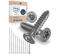 Tornillos Torx de acero inoxidable V2A, para madera y tableros de aglomerado, 10 x 60 mm, con rosca parcial, 10 mm de grosor, 60 mm de longitud, 1 tornillo de acero inoxidable A2 para madera