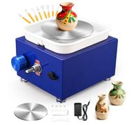 Torno Alfarero,Torno Ceramica 2000 RPM de Velocidad Ajustable,Torno de Alfarero con Placas de 10/6,5 cm,Kit Ceramica para Niños y Adultos（Azul oscuro）