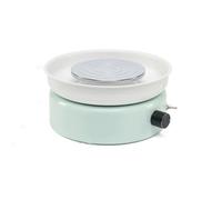 Torno de alfarería eléctrico, máquina portátil de sobremesa para modelar arcilla, con plato giratorio de aluminio, control de velocidad, avance/retroceso (azul).