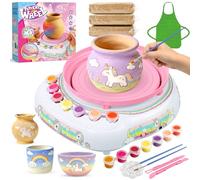 Torno de Alfarería Niños 6-12 Años - Kit Completo Cerámica DIY Principiantes con 3 Paquetes Arcilla Secado al Aire, Herramientas, Materiales Manualidades, Regalo Cumpleaños Niños y Niñas 6+ (Blanco)