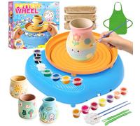 Torno de Alfarería Niños 6-12 Años - Kit Completo Cerámica DIY Principiantes con 3 Paquetes Arcilla Secado al Aire, Herramientas, Materiales Manualidades, Regalo Cumpleaños Niños y Niñas 6+ (Azul)